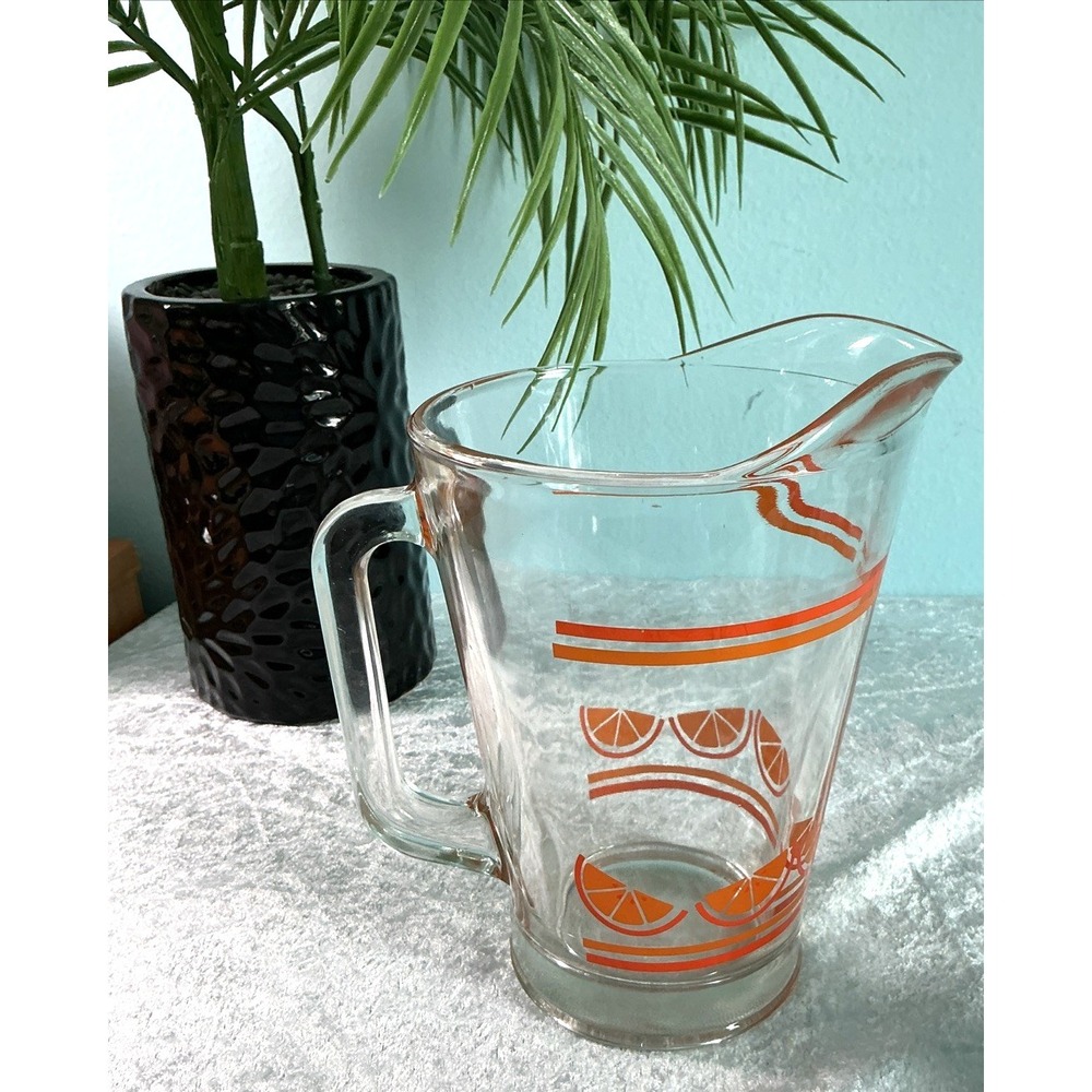 VTG  MCM Libbey Glassware Crisa Pitcher Orange Juice Glass  50's Style Fruit - Picture 5 of 9
